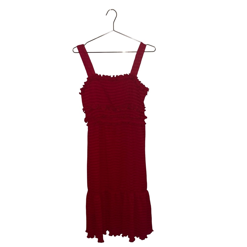 Endless Rose Red Smocked Ruffle Tiered Midi Dress Medium NWT Coquette Cocktail - Picture 7 of 8